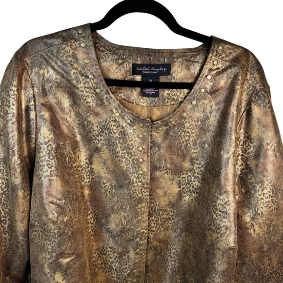 Isabel‎ Hayley Timeless Trends Blazer Jacket 2X Leopard Print Metallic Party - Picture 7 of 13